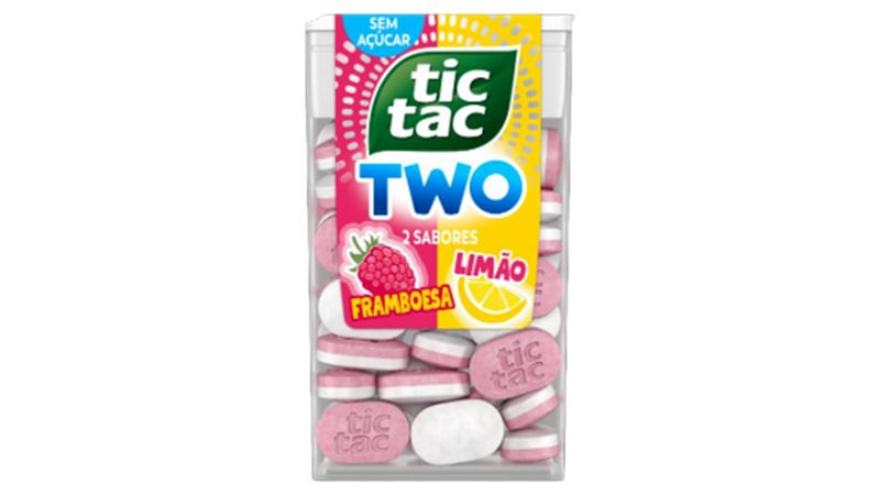 Pastilha Framboesa e Limão Zero AçúcarTic Tac Two Caixa 38,5g