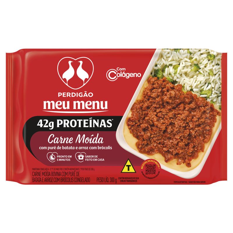 Carne Moída com Purê de Batata e Arroz com Brócolis Perdigão Meu Menu Pacote 300g