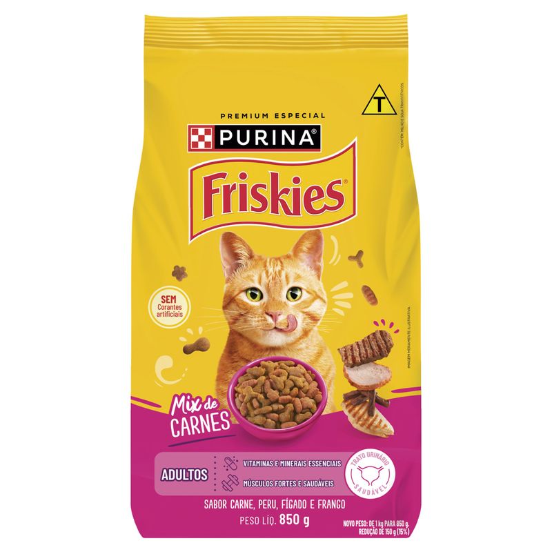 Alimento para Gatos Adultos Mix de Carnes Purina Friskies Pacote 850g