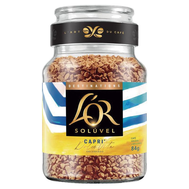 Café Solúvel Liofilizado Encorpado Capri Dolce Vita L'or Destinations Vidro 84g