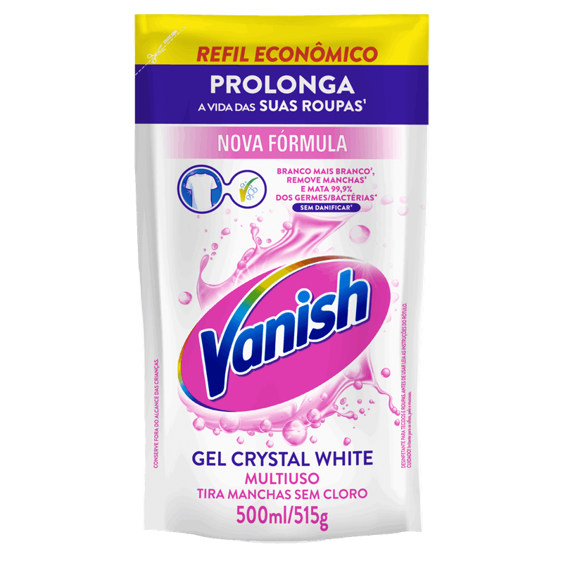 Tira-Manchas Gel Multiuso Vanish Crystal White Sachê 500ml Refil