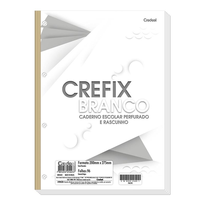Refil Credeal Fichário Universitário Branco 96 folhas