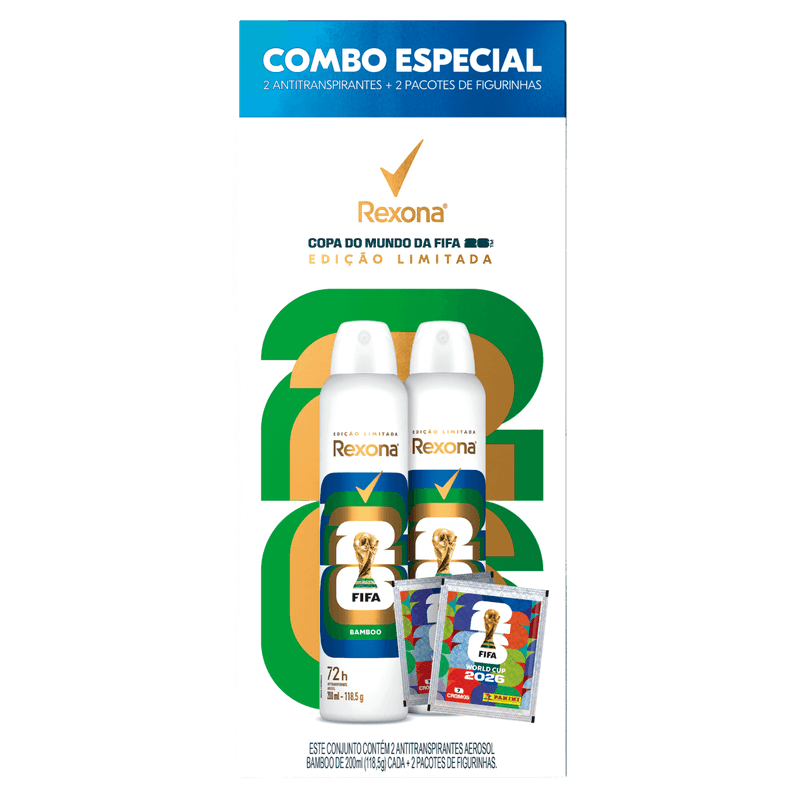 Pack Antitranspirante Aerossol Bamboo Rexona 2 Unidades 200ml Cada Spray Edição Limitada FIFA 26