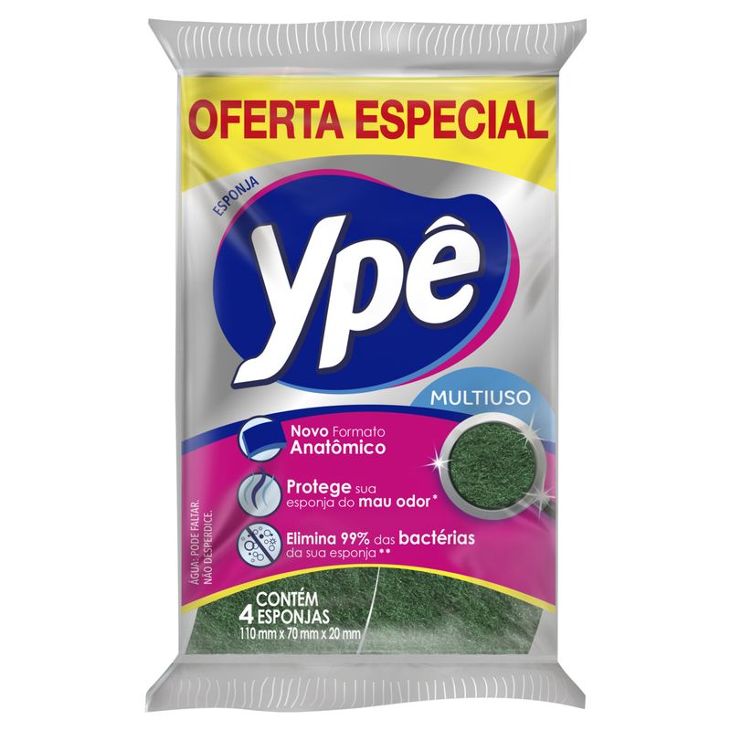 Esponja Anatômica Multiuso Ypê 4 Unidades Oferta Especial