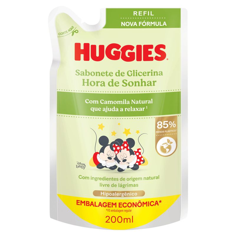 Sabonete Líquido Camomila Disney Baby Huggies Hora de Sonhar Sachê 200ml Refil Embalagem Econômica