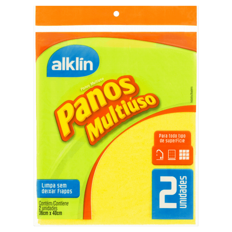Pano Multiuso Amarelo Alklin 2 Unidades
