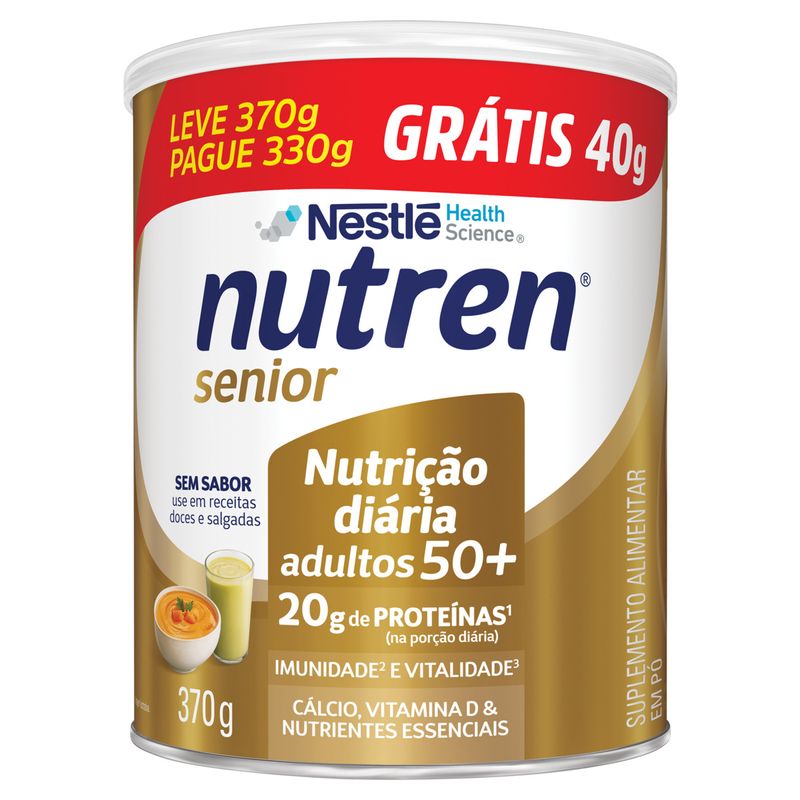 Suplemento Alimentar Pó sem Sabor Nutren Senior Lata Leve 370g Pague 330g