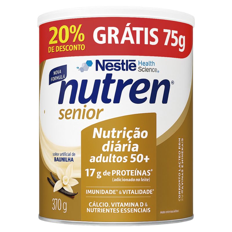 Composto Lácteo Baunilha Nutren Senior Lata 370g Grátis 20% de Desconto