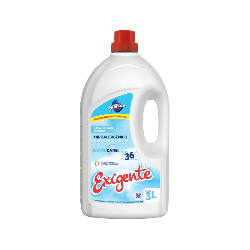 Lava Roupas Líquido Exigente Hipoal Frasco 3LT