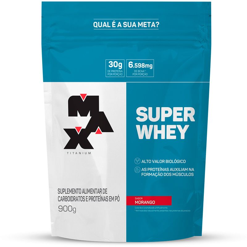 Whey Protein Max Titanium Sabor Morango Pacote 900g
