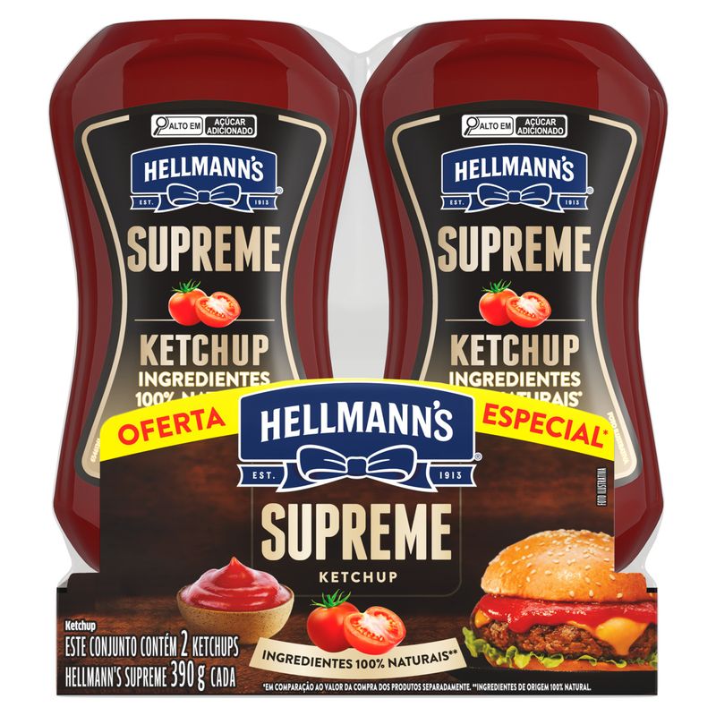 Pack Ketchup Hellmann's Supreme Squeeze 2 Unidades 390g Cada
