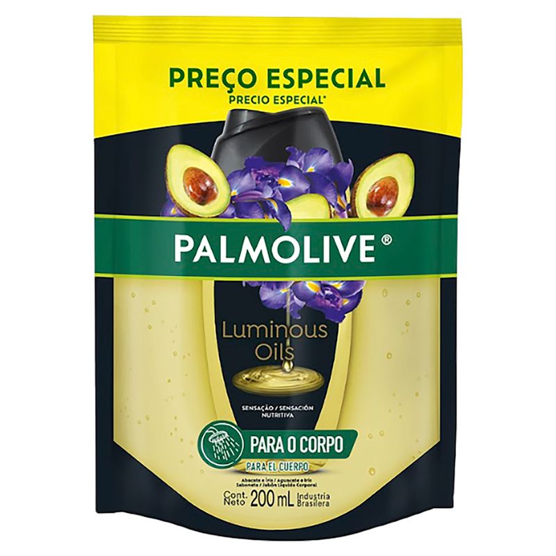 Sabonete Líquido Abacate e Íris Palmolive Luminous Oils Sachê 200ml Refil