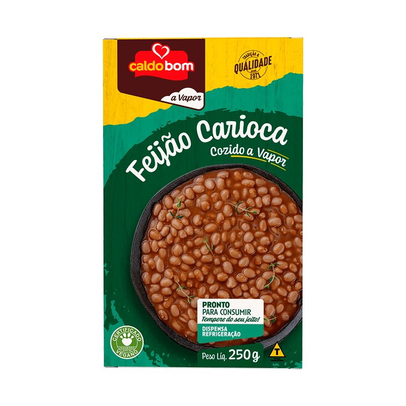 Feijão Carioca Cozido no Vapor Caldo Bom Caixa 250g