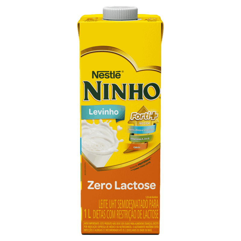 Leite UHT Semidesnatado Zero Lactose Ninho Forti+ Caixa 1l