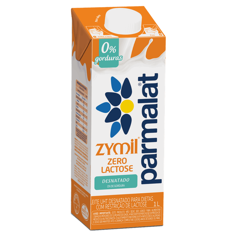 Leite UHT Desnatado Zero Lactose Parmalat Zymil Caixa com Tampa 1l