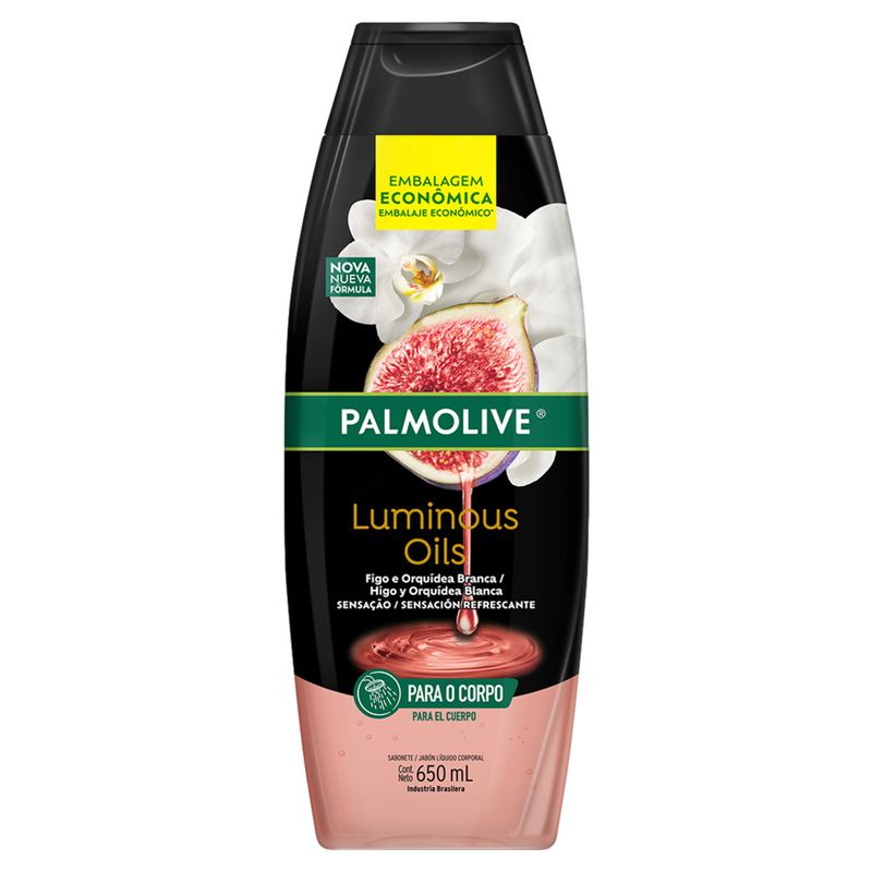 Sabonete Líquido Figo e Orquídea Branca Palmolive Luminous Oils Frasco 650ml Embalagem Econômica