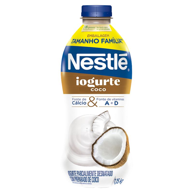 Iogurte Parcialmente Desnatado Coco Nestlé Garrafa 1,15kg Tamanho Família