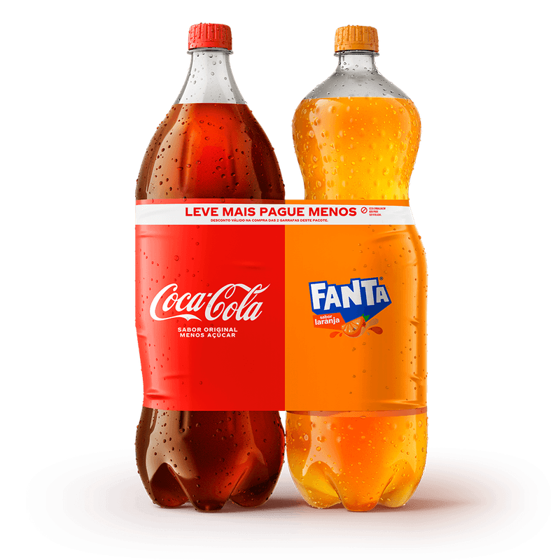 Kit Refrigerante Coca-Cola Original + Laranja Fanta 2l Cada Leve Mais Pague Menos