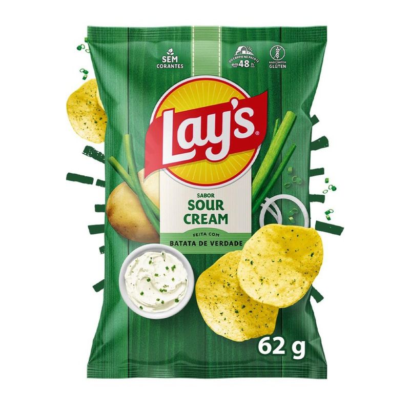 Batata Frita Lisa Sour Cream Lay's Pacote 62g
