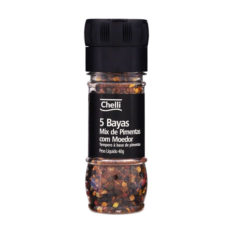 Mix de Pimenta com Moedor 5 Bayas Chelli Frasco 40g