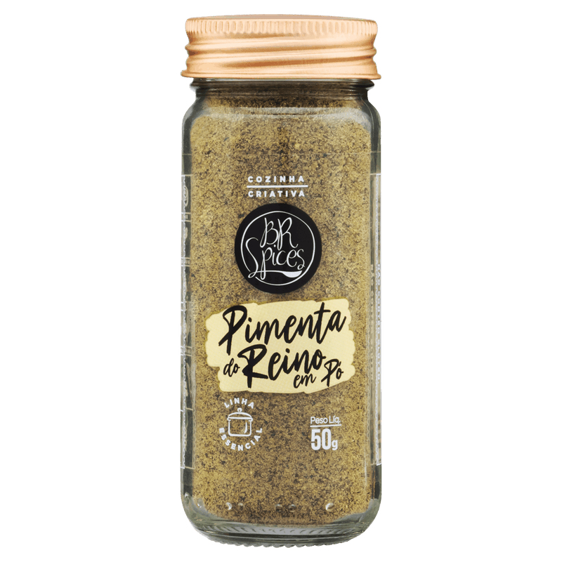Pimenta-do-Reino Pó com Tampa Dosadora BR Spices Essencial Vidro 50g
