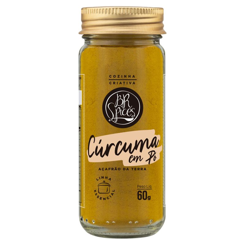 Cúrcuma Pó com Tampa Dosadora BR Spices Essencial Vidro 60g