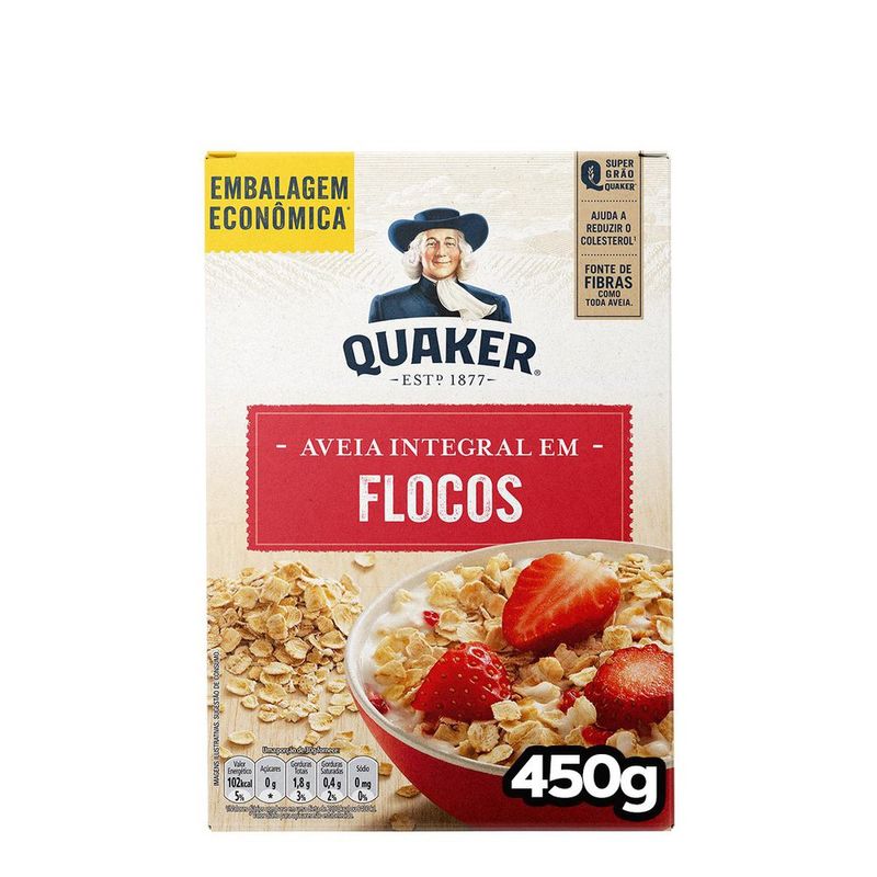 Aveia em Flocos Quaker Caixa 450g Embalagem Econômica