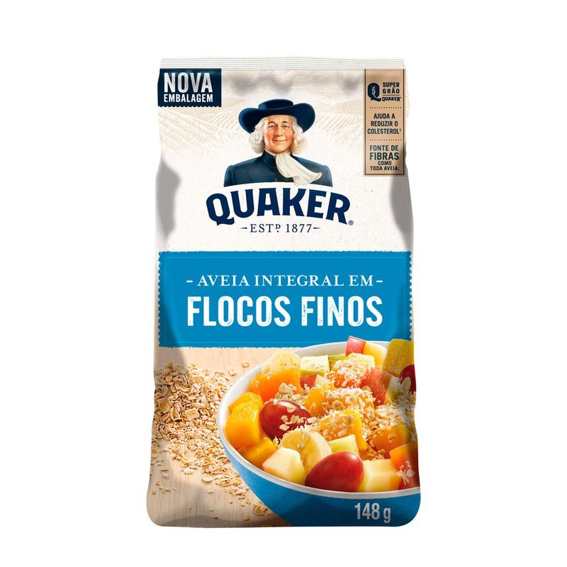 Aveia em Flocos Finos Integral Quaker Pacote 148g