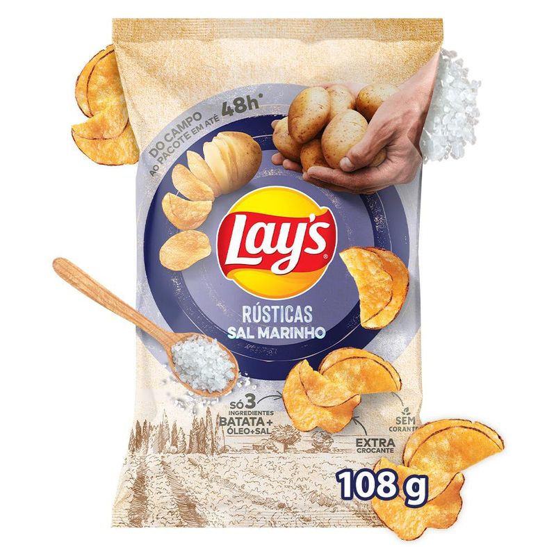 Batata Frita Rústica com Sal Marinho Lay's Pacote 108g