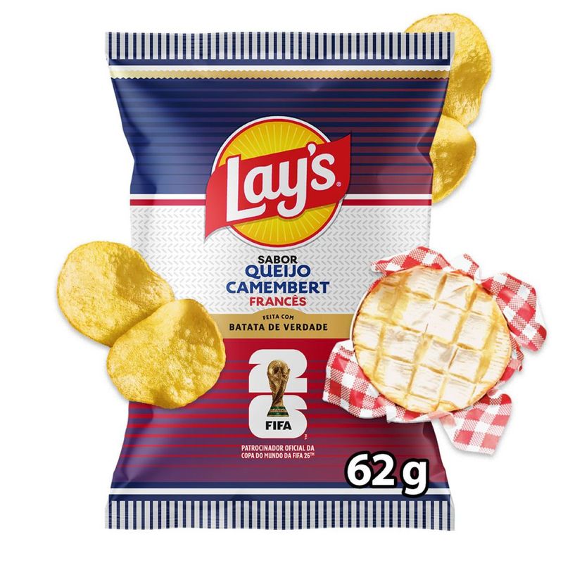 Batata Frita Lisa Queijo Camembert Francês FIFA Lay's Pacote 62g