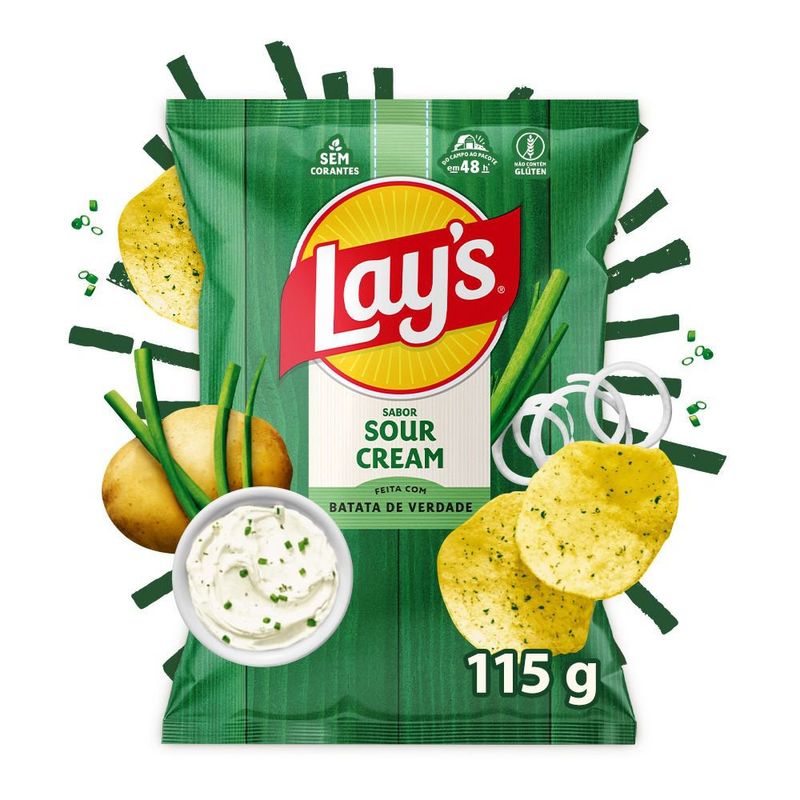 Batata Frita Lisa Sour Cream Lay's Pacote 115g