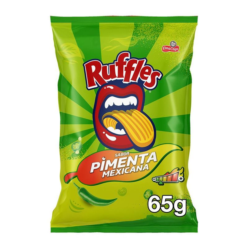 Batata Frita Ondulada Pimenta Mexicana Elma Chips Ruffles Pacote 65g