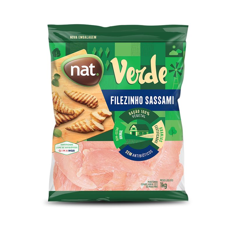Filézinho de Frango Sassami Nat  Verde Pacote 1kg