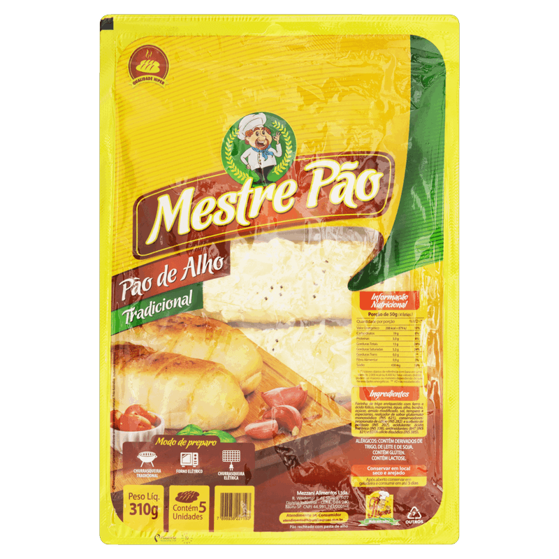 Pão de Alho Tradicional Hiper Mestre Pão Bandeja 310g