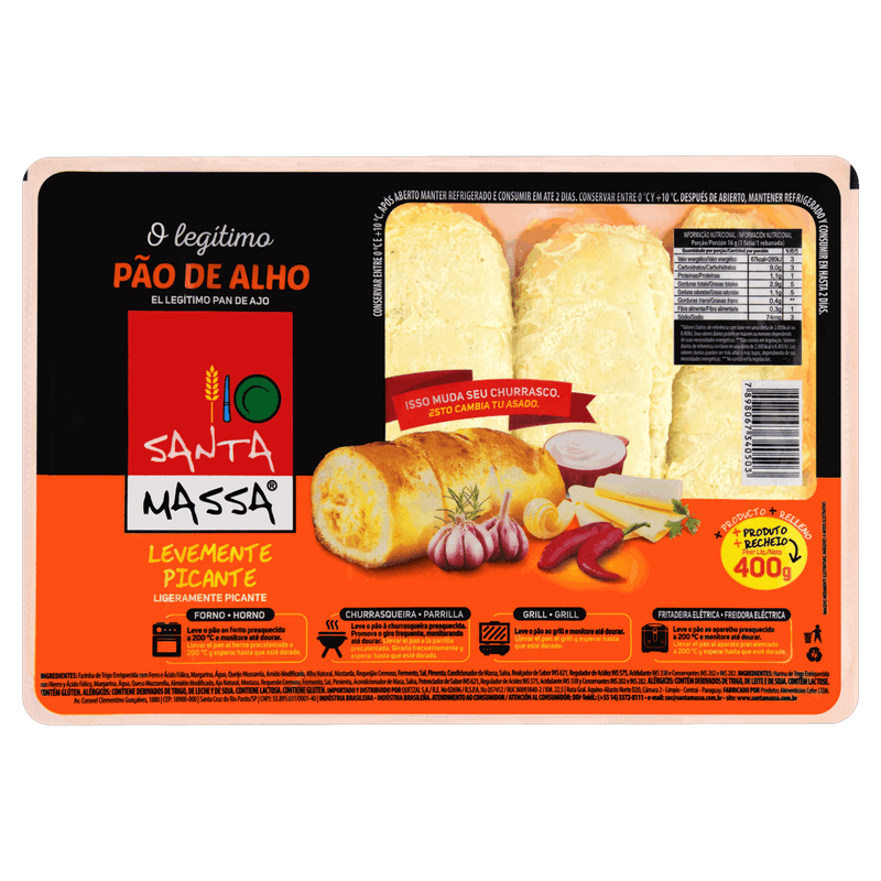Pão de Alho Levemente Picante Santa Massa Bandeja 400g