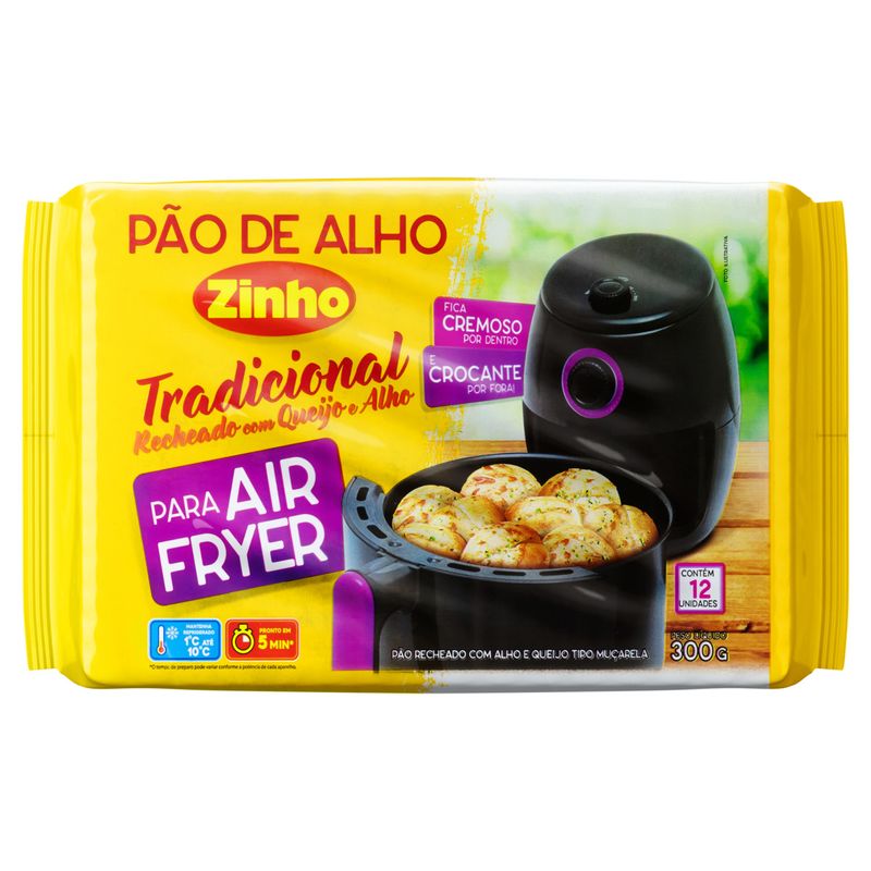 Pão de Alho Tradicional Recheio Queijo Zinho para Air Fryer Pacote 300g