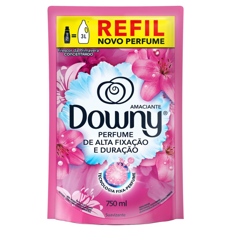 Amaciante de Roupa Concentrado Frescor da Primavera Downy 750ml Refil