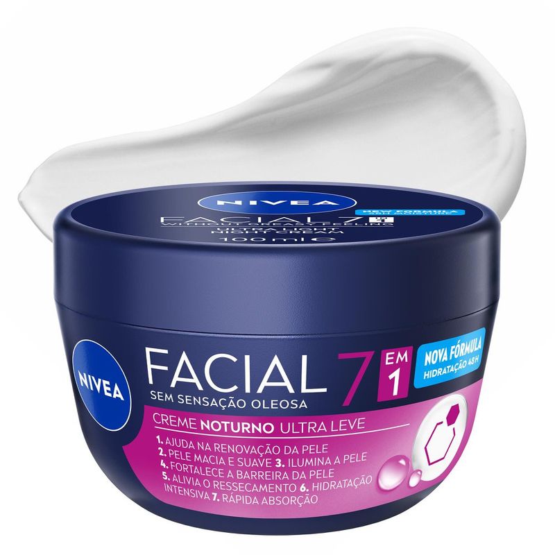 Creme Facial Noturno Nivea Ultraleve 7 em 1 Pote 100g