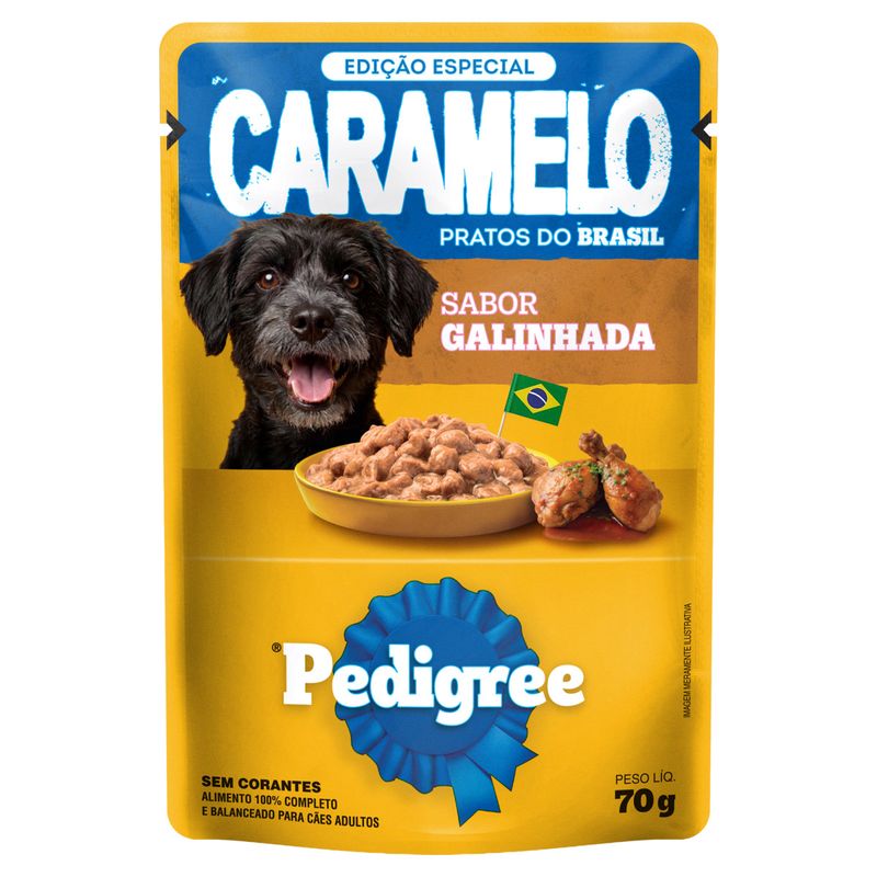 Alimento para Cães Adultos Galinhada Pedigree Pratos do Brasil Sachê 70g Edição Especial Caramelo