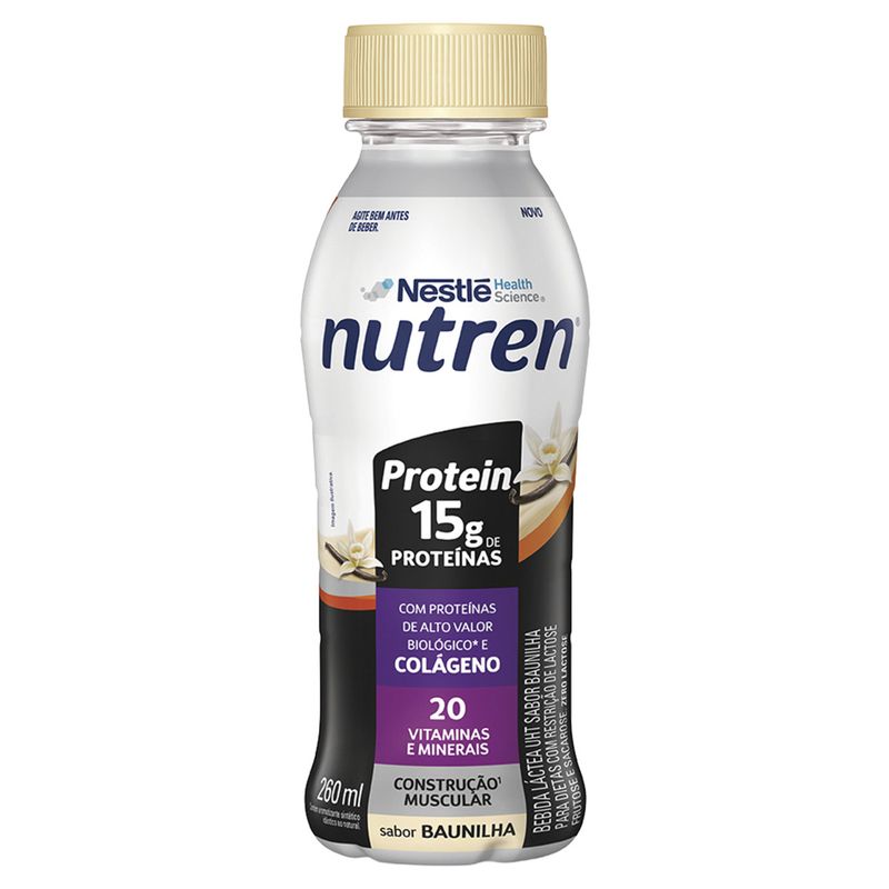 Bebida Láctea UHT Baunilha Zero Lactose Nutren Protein Garrafa 260ml