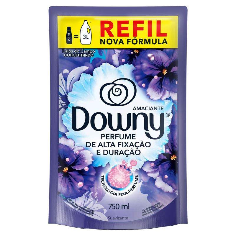 Amaciante de Roupa Concentrado Lírios do Campo Downy Sachê 750ml Refil