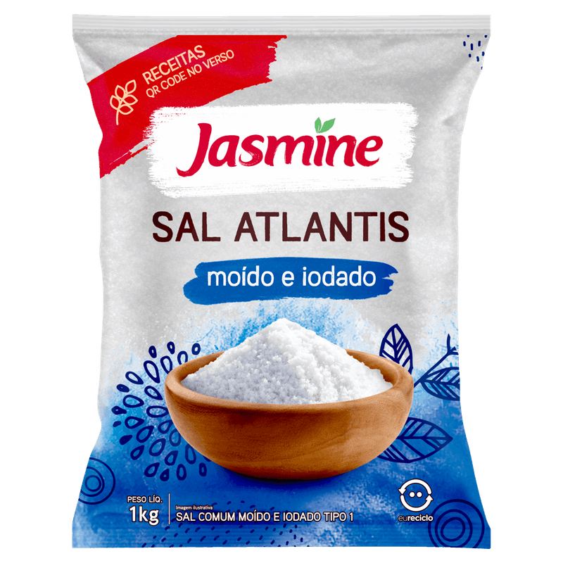 Sal Marinho Moído Integral Jasmine Atlantis Pacote 1kg