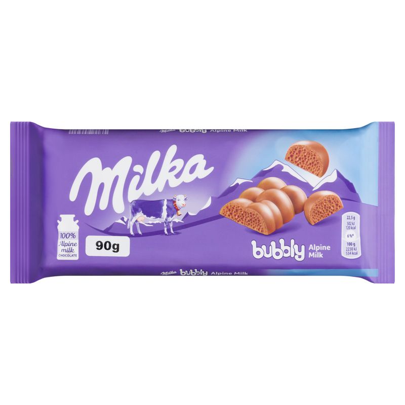 Chocolate Barra Milka ao Leite Bubbly Barra 90g