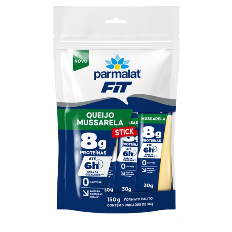 Pack Queijo Mussarela Stick Zero Lactose Parmalat Fit 150g 5 Unidades