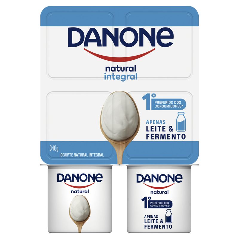 Iogurte Integral Natural Danone Bandeja 340g 4 Unidades