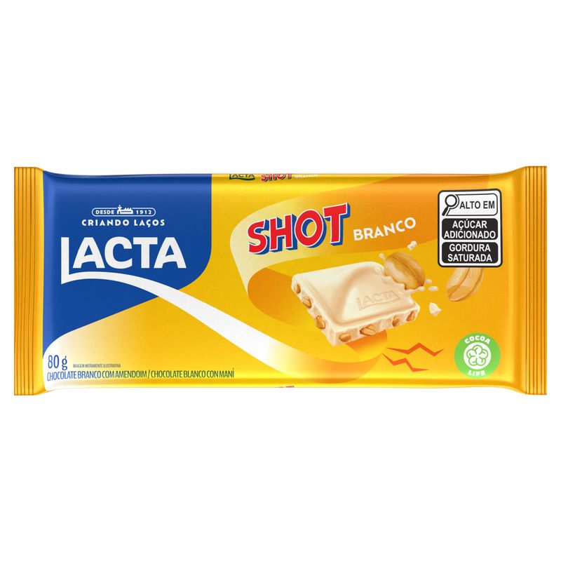 Chocolate Branco com Amendoim Lacta Shot Pacote 80g