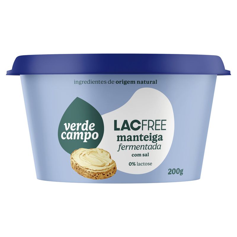 Manteiga Fermentada com Sal Zero Lactose Verde Campo Lacfree Pote 200g
