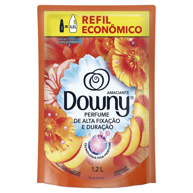 Amaciante de Roupa Concentrado Verão Tropical Downy Sachê 1,2l Refil Econômico