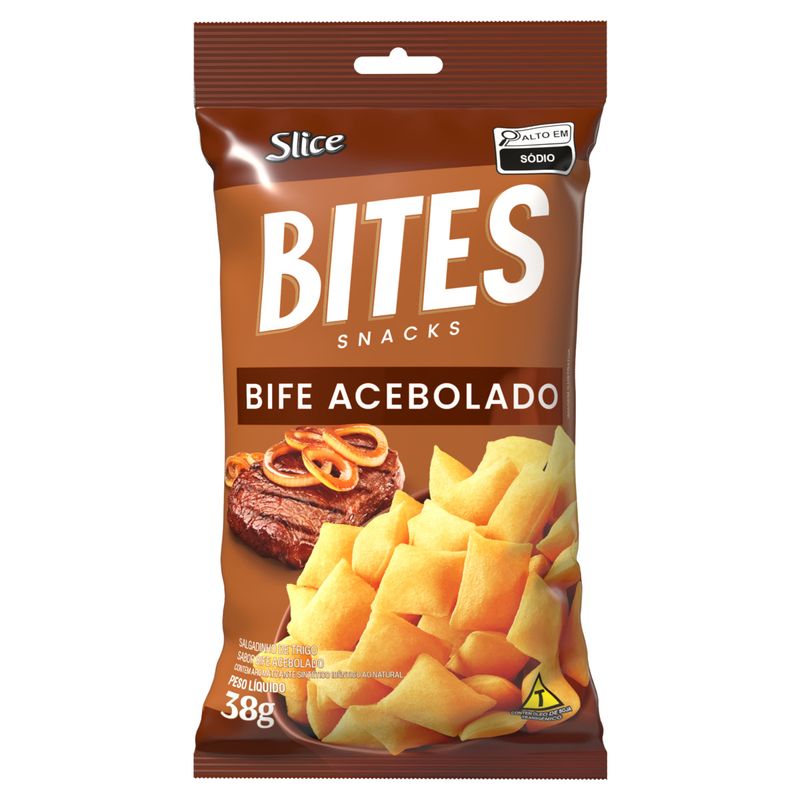 Salgadinho de Trigo Bife Acebolado Slice Bites Snacks Pacote 38g