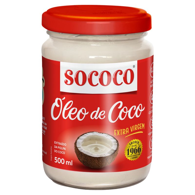 Óleo de Coco Extra Virgem Sococo Vidro 500ml
